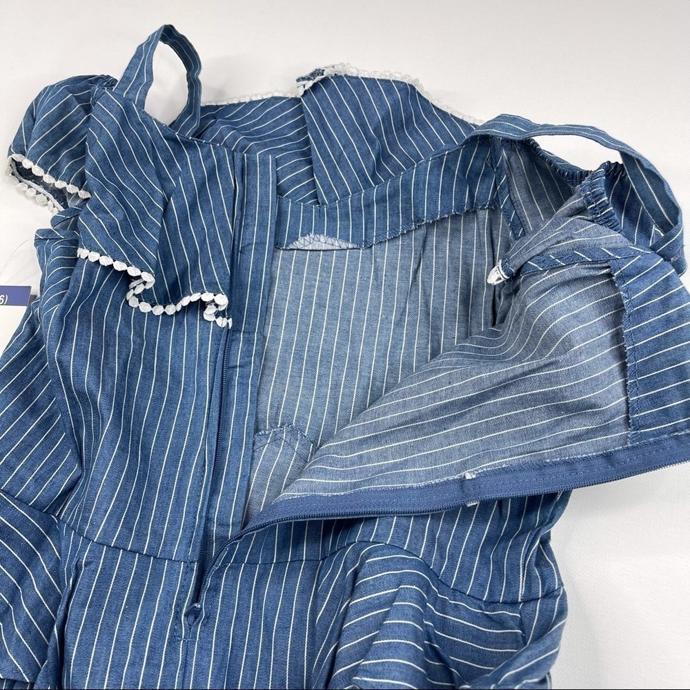 BCBGirls Dress Sleeveless Ruffle Striped Blue Summer Spring Dressy Cute New - Picture 10 of 16